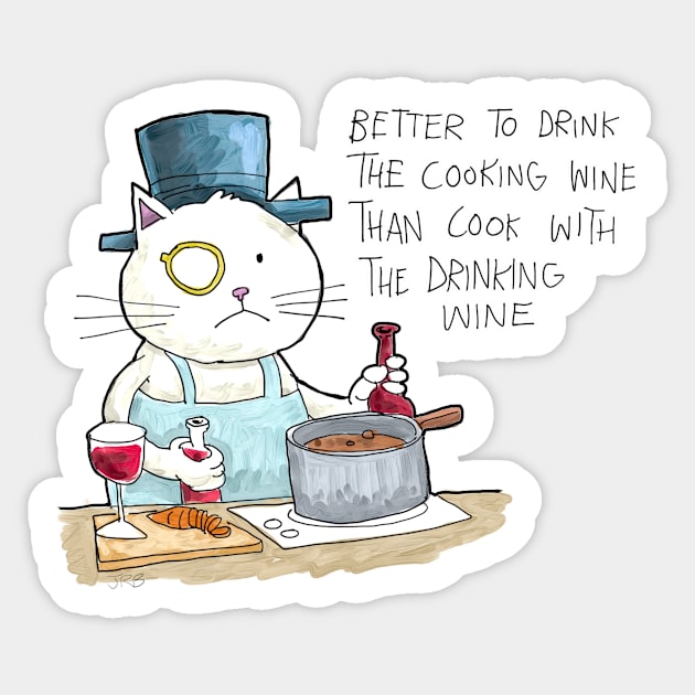 Dapper Cat - Cooking Wine Sticker by johnnybuzt